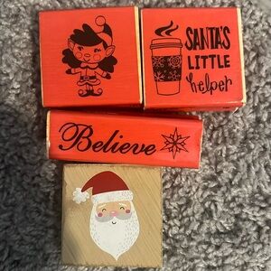 Bundle of 4 Christmas rubber stamps ! 1 hasn’t been used at all .